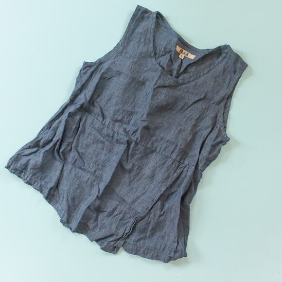 Flax Blue 100% Linen Sleeveless Loose Fit Tank Top Size Medium - Picture 1 of 7